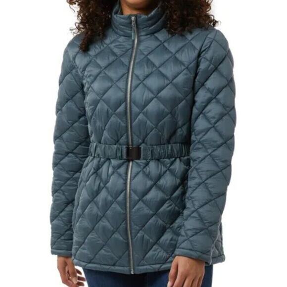 32 Degrees Ladies' Belted Diamond Quilt Jacket / Color Teal / Size Small / NEW - Picture 1 of 9